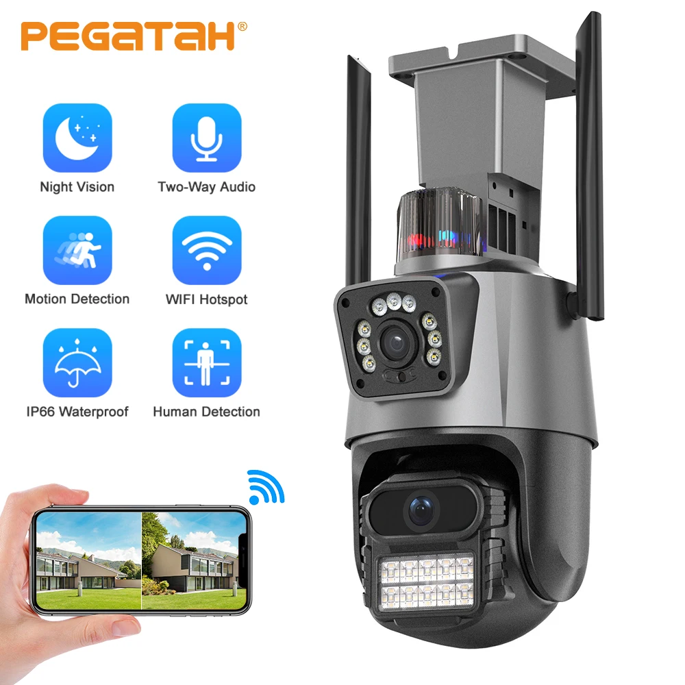 

4MP WIFI PTZ Camera 2K HD Dual Lens Dual Screen Outdoor IP Camera AI Auto Tracking P2P H.265 Security Surveillance CCTV Cameras