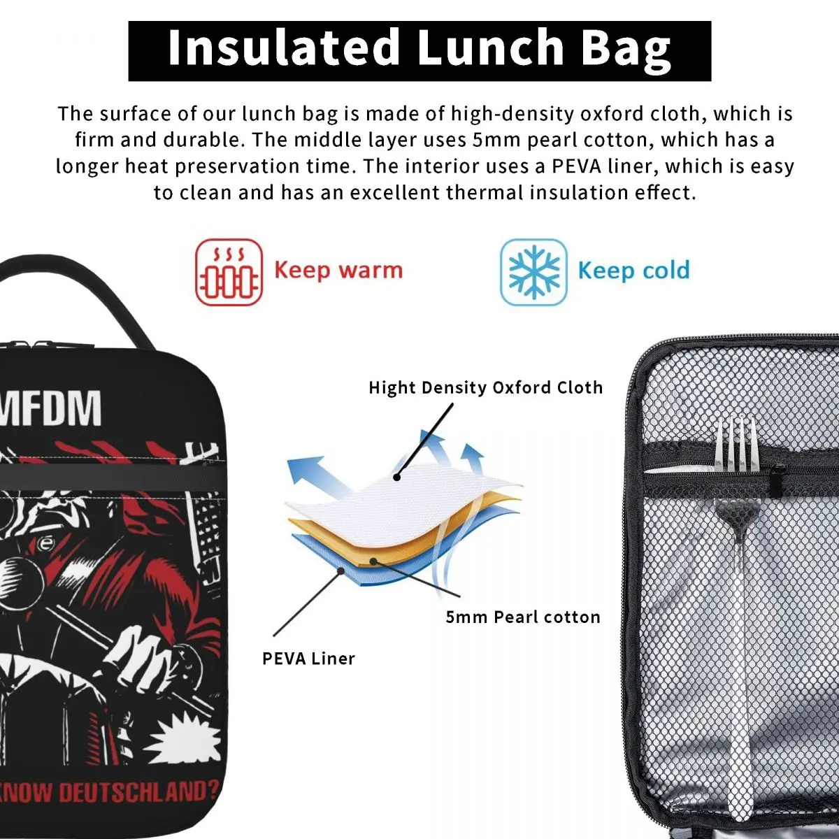 Изолированная сумка для ланча KMFDM рок-группы Merch школы хранения еды портативный