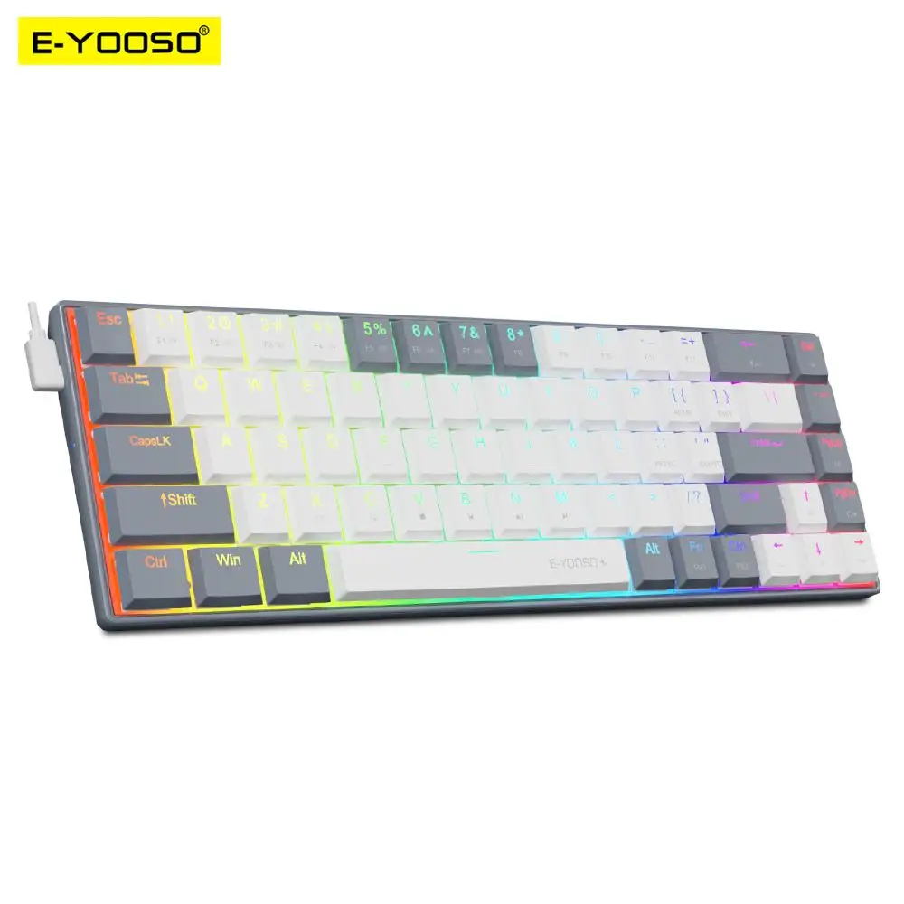 E-YOOSO A68 RGB Mini Slim USB Проводная механическая игровая клавиатура Красный