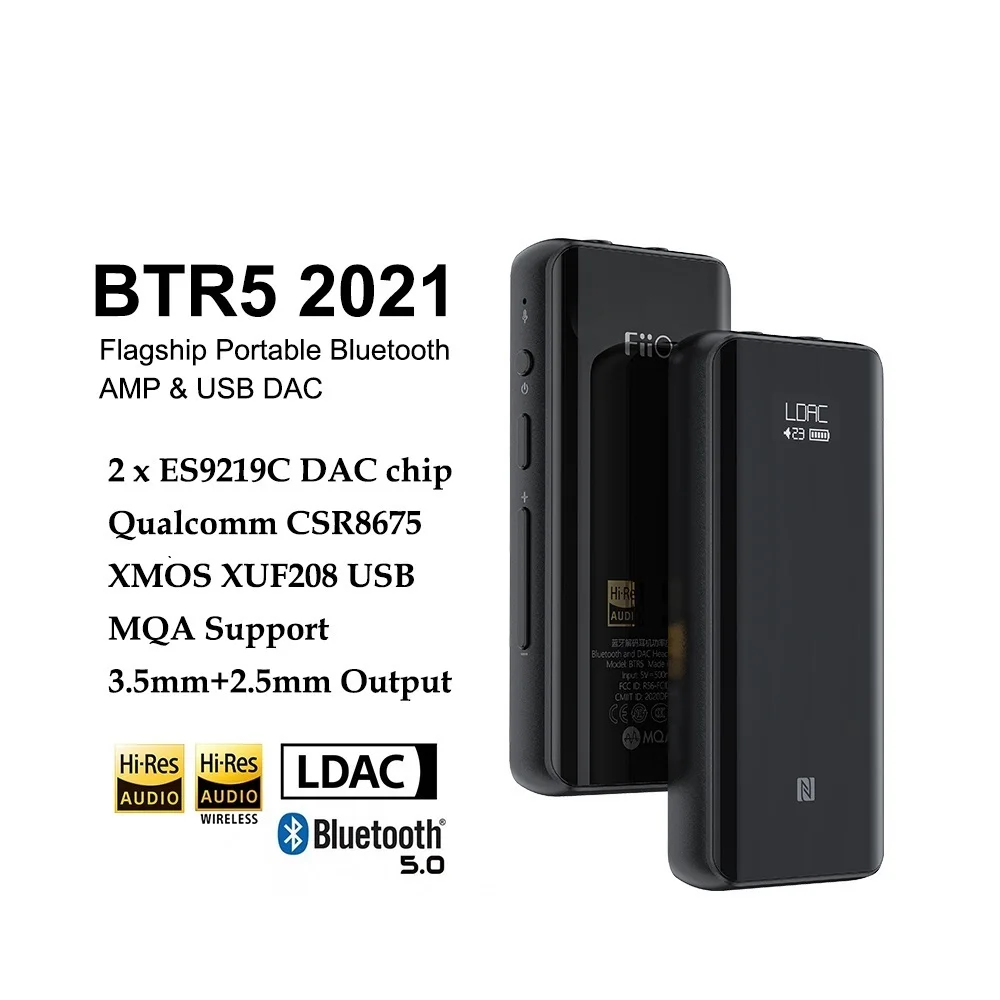

BTR5 2021 Dual ES9219C Bluetooth 5.0 MQA AMP USB DAC Headphone Amplifier XMOS PCM 384 DSD256 3.5mm 2.5mm Output