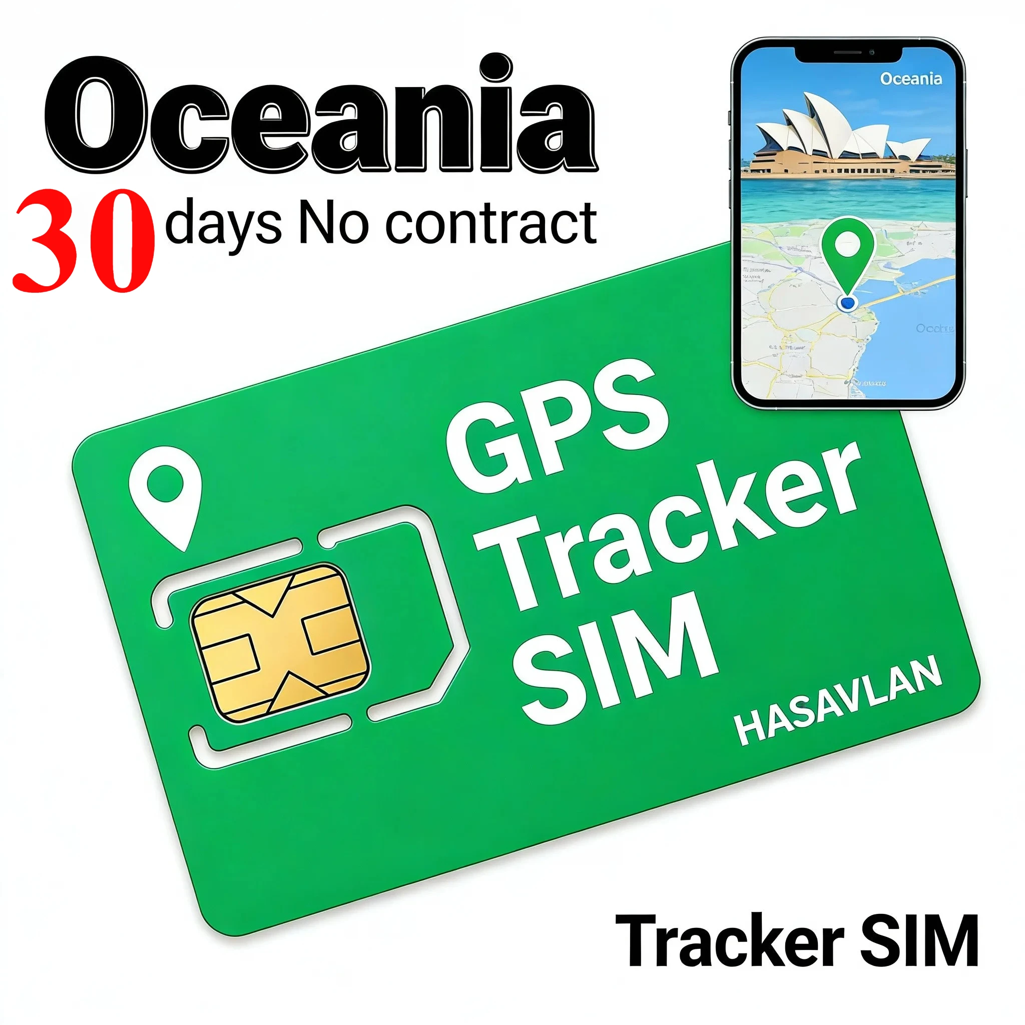Фото SIM-карта для GPS-трекера, без контракта, 30 МБ/30 дней, с возможностью продления, IoT-данные, нано-микро стандарт, ZOVAGOLO OCEANIA №1
