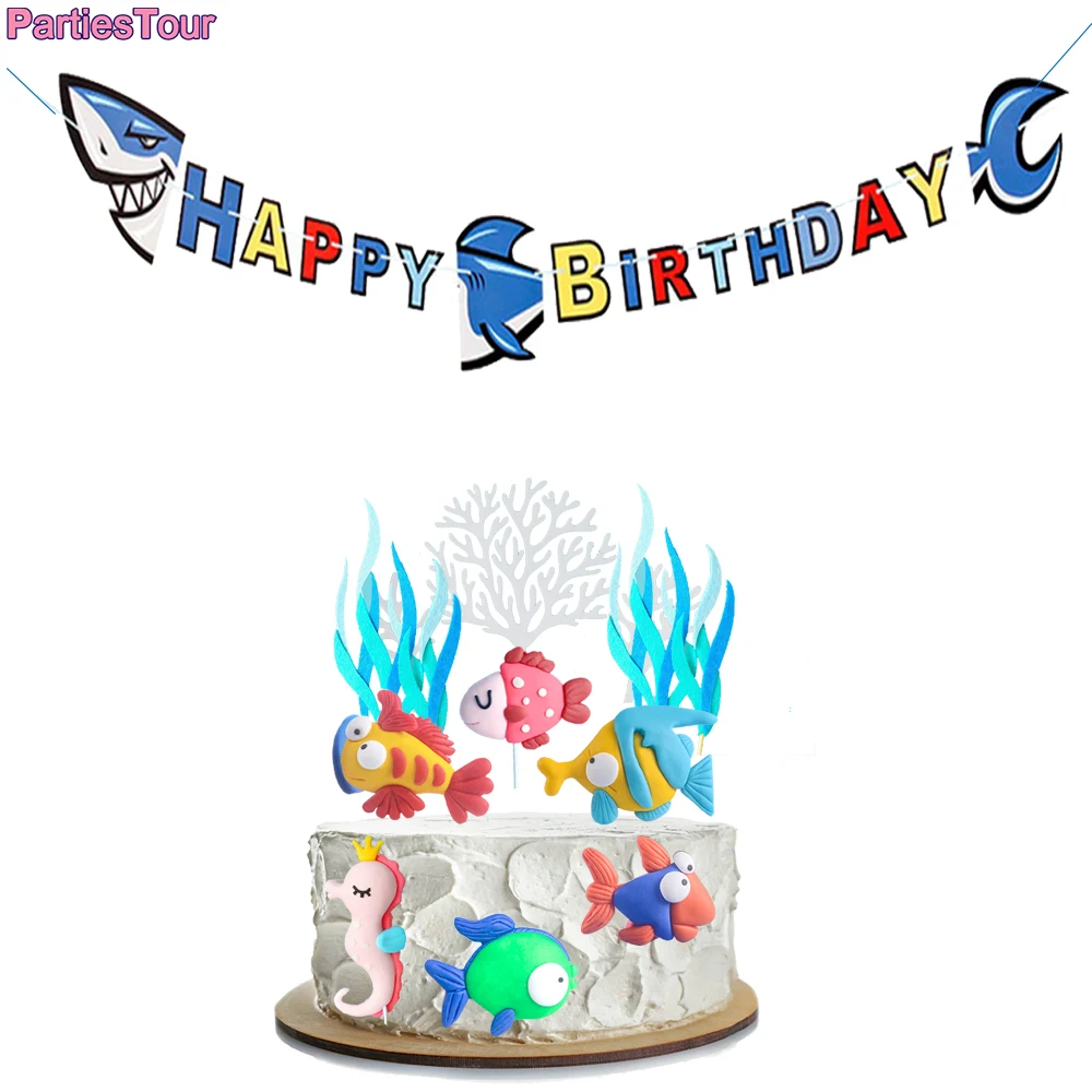 Тематический Топпер для торта в океане мультяшный декор виде морской рыбы