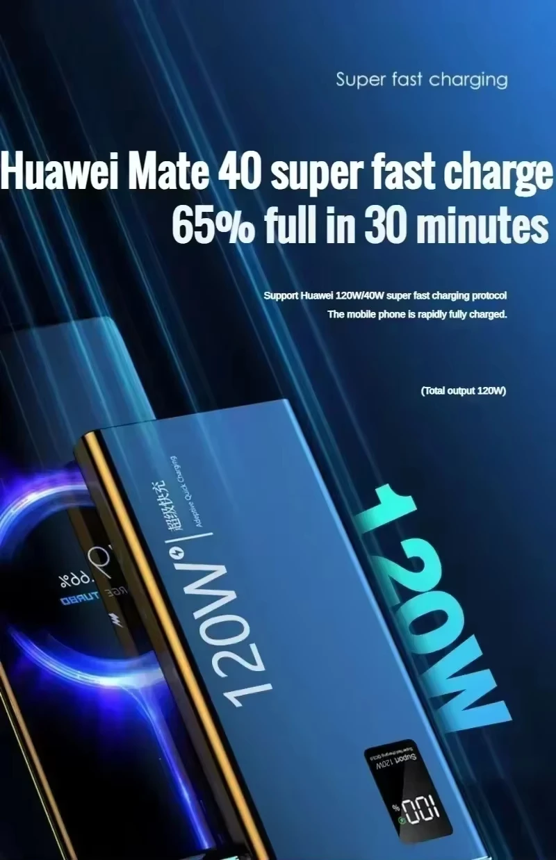 Xiaomi 50000 Power Bank высокой емкости 120 Вт Powerbank с быстрой зарядкой Портативное зарядное