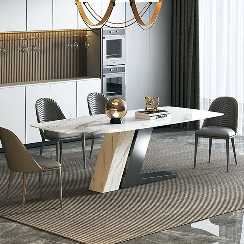 

Italian Modern Table Chaises Manger Desk Comedores De 6 Sillas Dinning Table Set Gold Side Muebles Para El Hogar Furniture