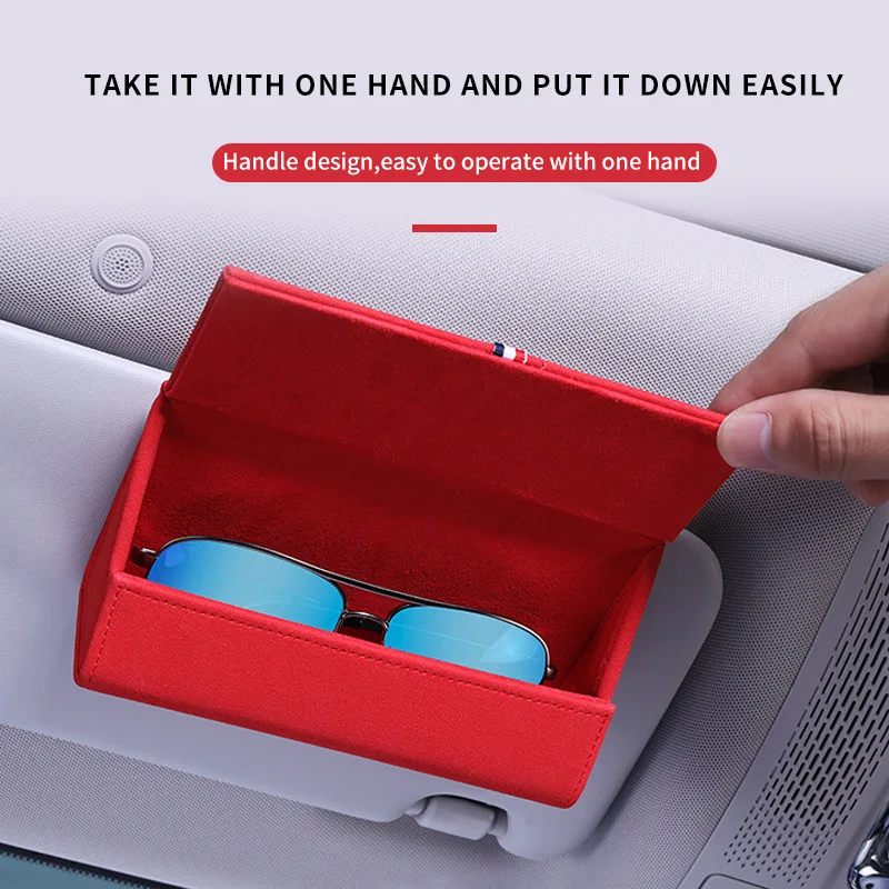 

Car Visor Sunglasses Case Clip Hanger Magnetic Fastener Leather Storage Box Eyeglasses Holder Interior Auto Parts