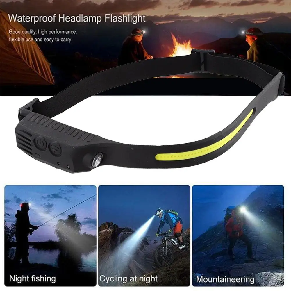 

Индукционный налобный фонарь с COB-матрицей, Головной фонарь со встроенной лампой, наружная USB головка, фонарь с аккумулятором J7V2