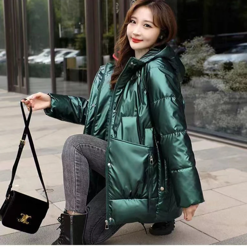 Oversized 2023 New Long Sleeve Winter Jacket Hooded Parka Down Cotton Jacket Thicker Warm Outerwear Snowsuit Winter Coat