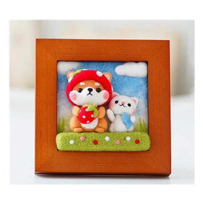 

Wool felt stamp picture frame 4 panda wool needlepoint kit wool felt needle felting decoration craft needlecraft DIY handmade