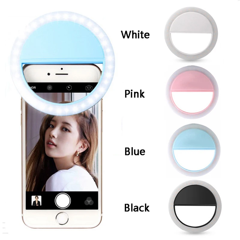 selfie ring mobile phone clip lens light lamp led bulbs emergency dry battery for photo camera well smartphone beauty free global shipping