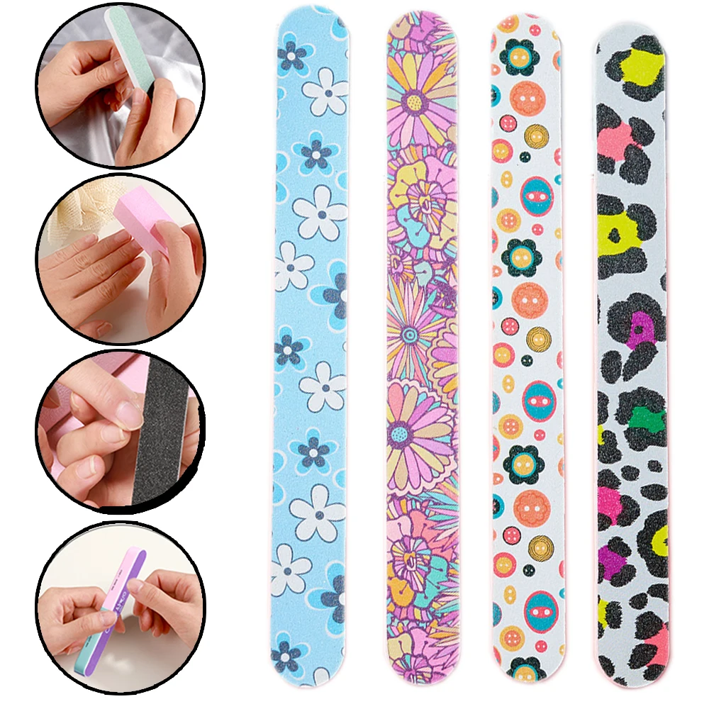 

10/50 Pcs Kawaii Flower Nail File Strip 180/180 Nail Buffers Files Grinding Polishing Manicure Nails Care File Buffer Tools#TF10