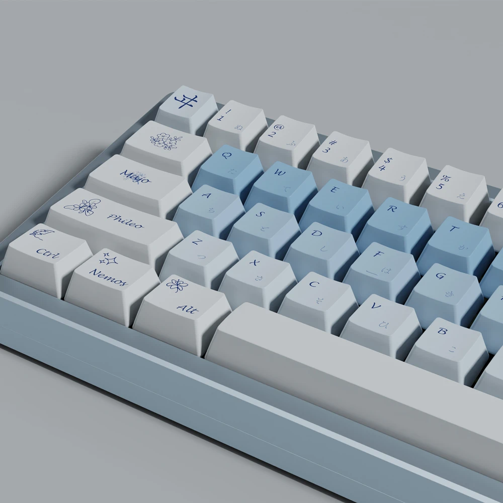 Клавиатура Механическая с 2 75u 3u 7u клавиатурой PBT Keycap Nemophlia 140 клавиш Anima любовь тема