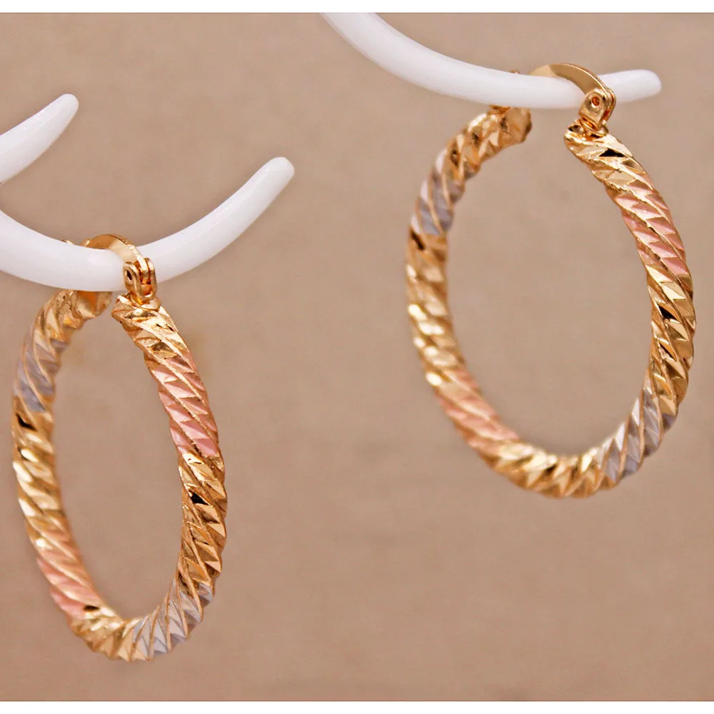 

Vintage Gold Plated Copper Tie Dye Pink Gray Round Hoop Earrings For Women Fashion Jewelry Accessories Wedding Party Gift