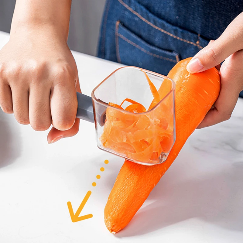 

Stainless Steel Vegetable Peeler Fruit Peeling Knife Potato Carrot Apple Peeler with Container Long Handle Kitchen Accessories