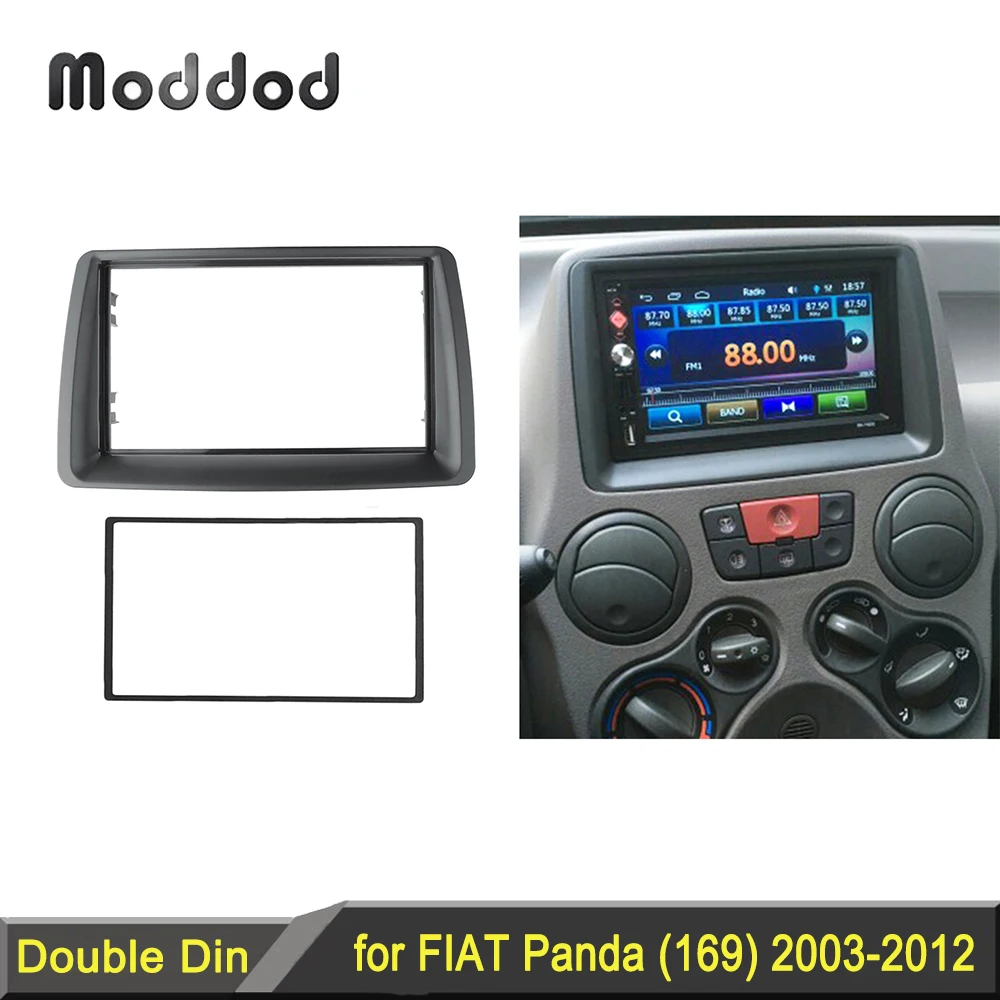 Double 2 Din Fascia for FIAT Panda (169) 2003-2012 Radio CD DVD Stereo Panel Dash Mount Installation Trim Kit Frame Plate Bezel