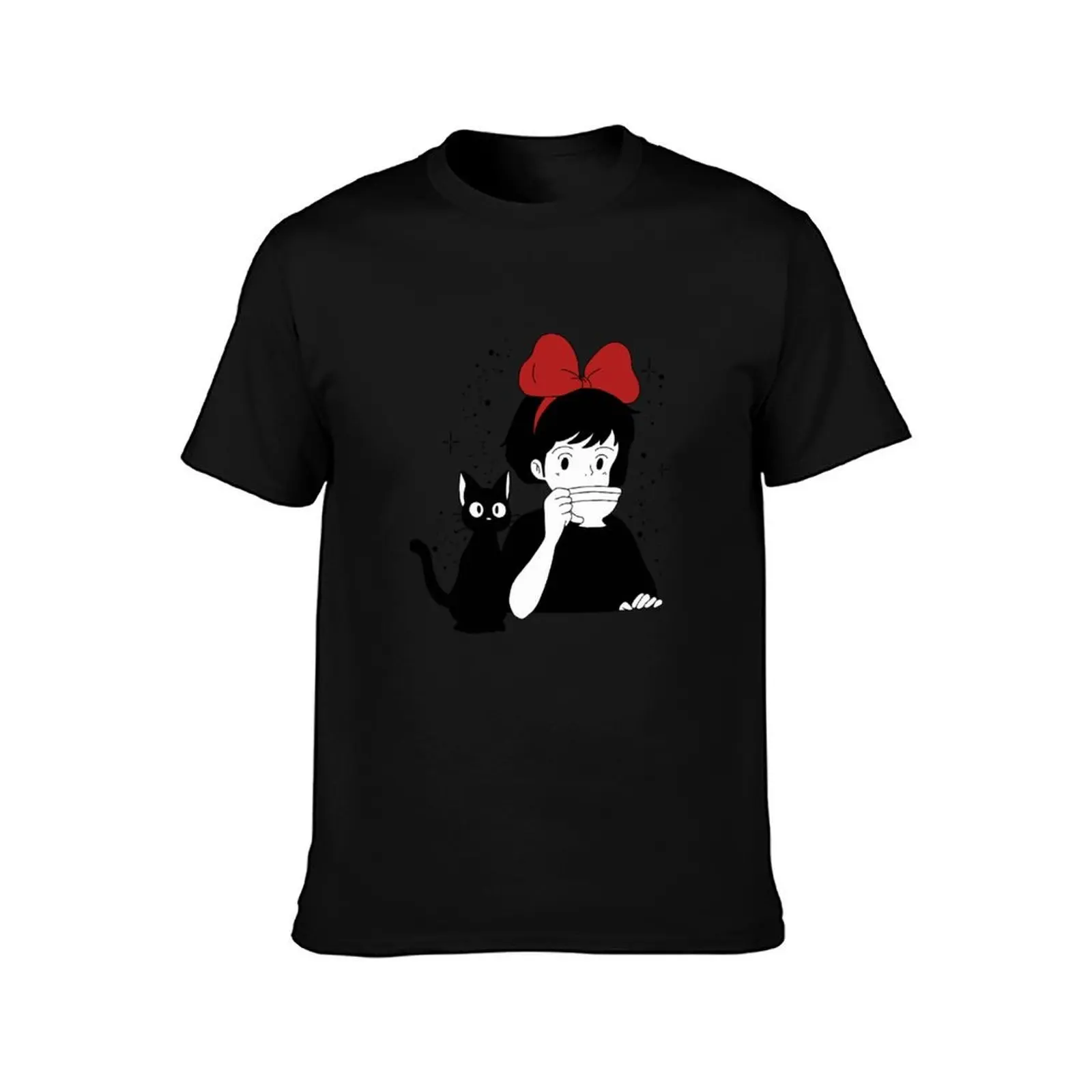 Фото Футболка Kiki and if Black Cat, универсальный базовый топ с короткими рукавами №2