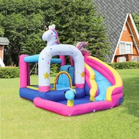 inflatable water slide park bounce house for outdoor fun climbing wall unicorn theme bouncer and splash pool easy to set up
