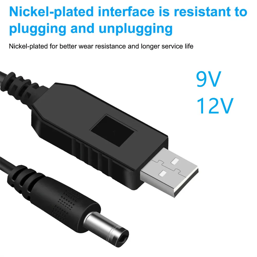 

5.5*2.1mm WiFi To Powerbank Cable Connector DC 5V To 9V/12V USB Cable Boost Converter Step-up Cord For Wifi Router Modem