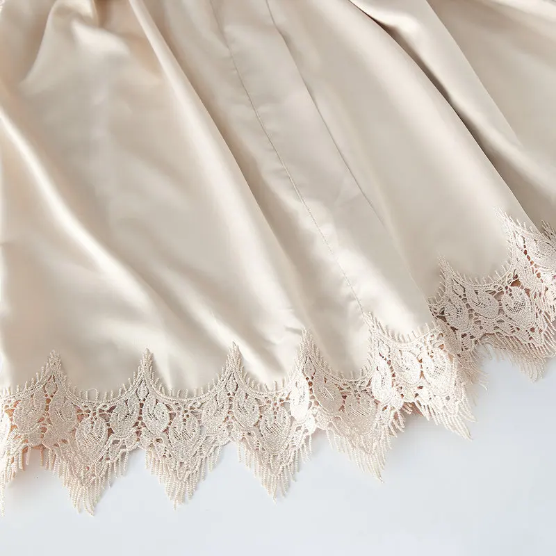 Popular Silk Satin Robes Lady's Bathing Robe Women's Sleepwear With Lace Bridesmaid Robes For Wedding