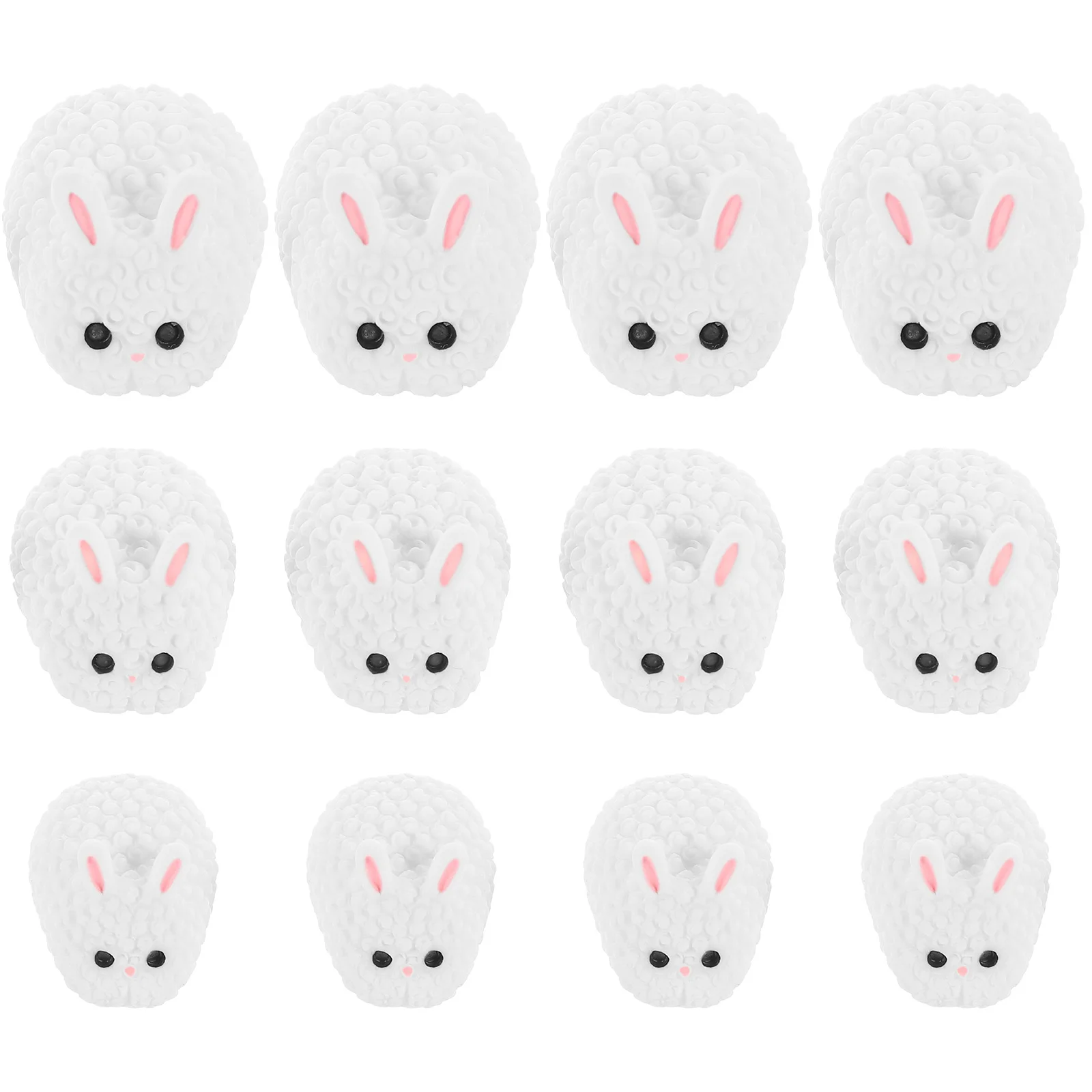 

12 Pcs Rabbit Figurine Decorative Cartoon Bunny Easter Ornament Moss Garden Statues Yard Desktop Accessories Outdoor Crafts