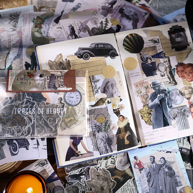 

80pcs/lot Memo Pads Material Paper Times Movies book Junk Journal Scrapbooking Cards Retro Background Decoration Paper