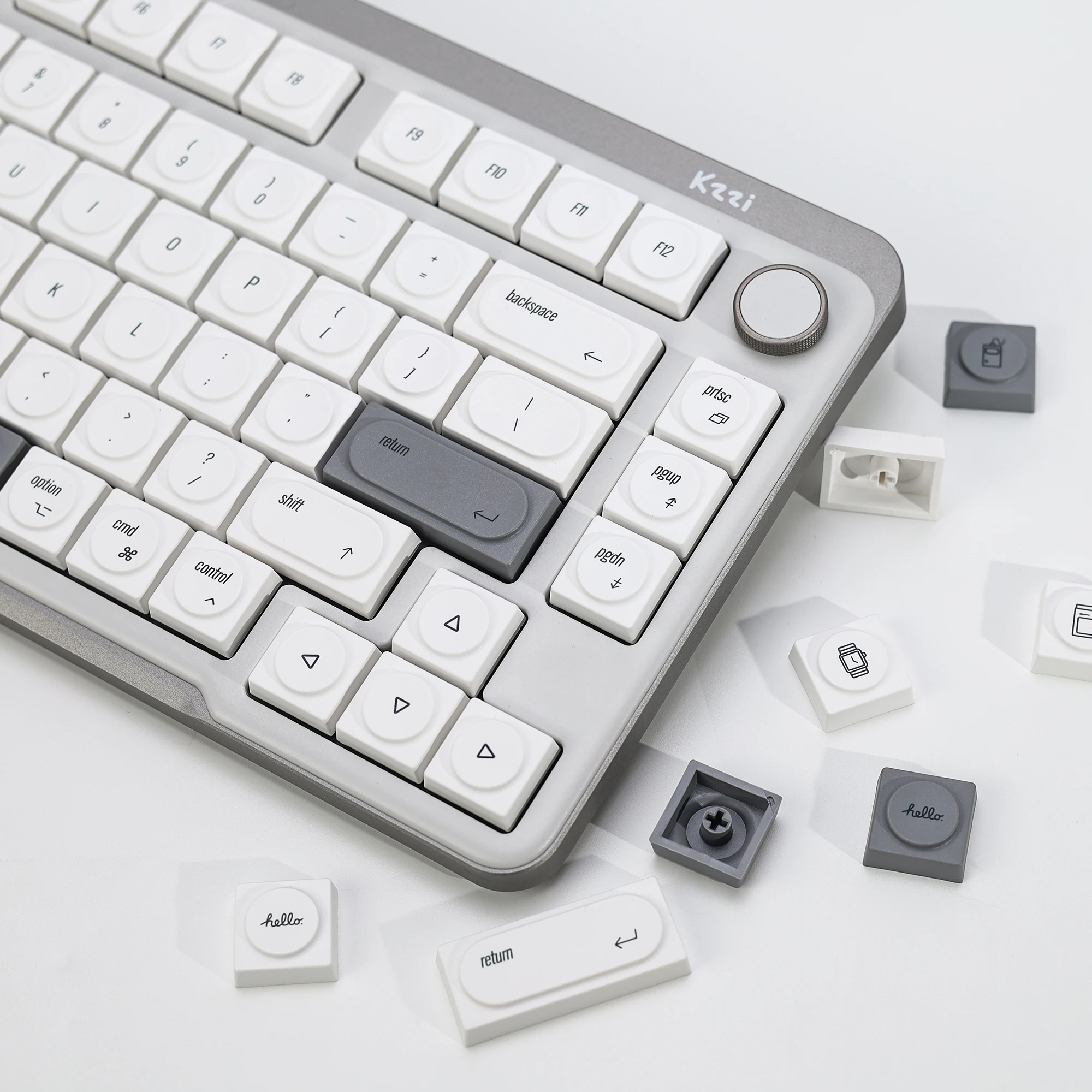 Фото Колпачки для клавиш KBDiy Doys в стиле ретро MAC, 1353 клавиши, PBT, простые, для 60-клавишных игровых низкопрофильных механических клавиатур с переключателями Cherry MX №1