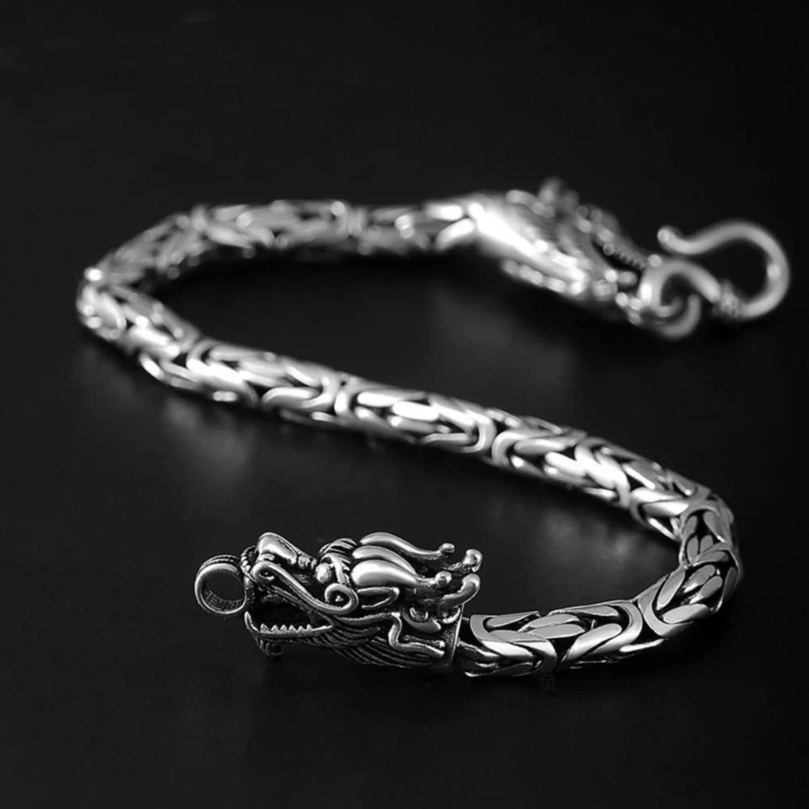 Мужские Винтажные браслеты с головой дракона модные украшения в стиле панк для