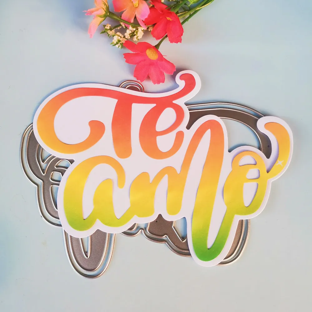 

Новые испанские слова металлическая высечка для рукоделия штампы трафареты шаблоны Скрапбукинг тиснение Нож Форма перфоратор создание открыток штампы