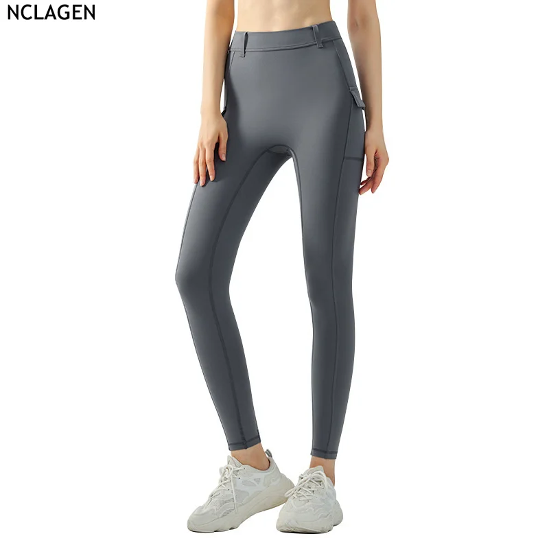 

NCLAGEN облегающие штаны для йоги для женщин композитные с высокой талией утягивающие штаны для упражнений высокая эластичность карманы для тренажерного зала бега трико