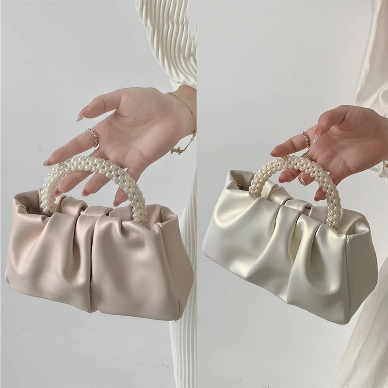 Dela Pearl handbag Women's fashion Clutch bag Women dinner bag Mini mobile Crossbody bag Phone pouchbeg Beg tangan putih comel