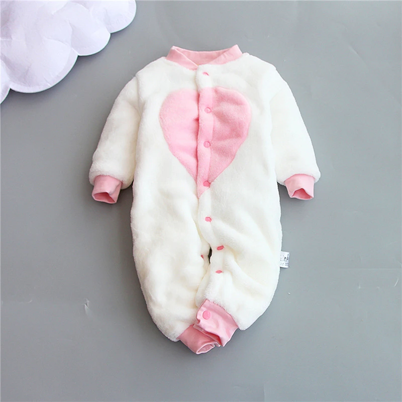 

Newborn Baby Polar Fleece Clothes Boys Girls Autumn Thicken Rompers Infant Baby Cartoon Jumpsuit Home Climbing Clothes Pajamas