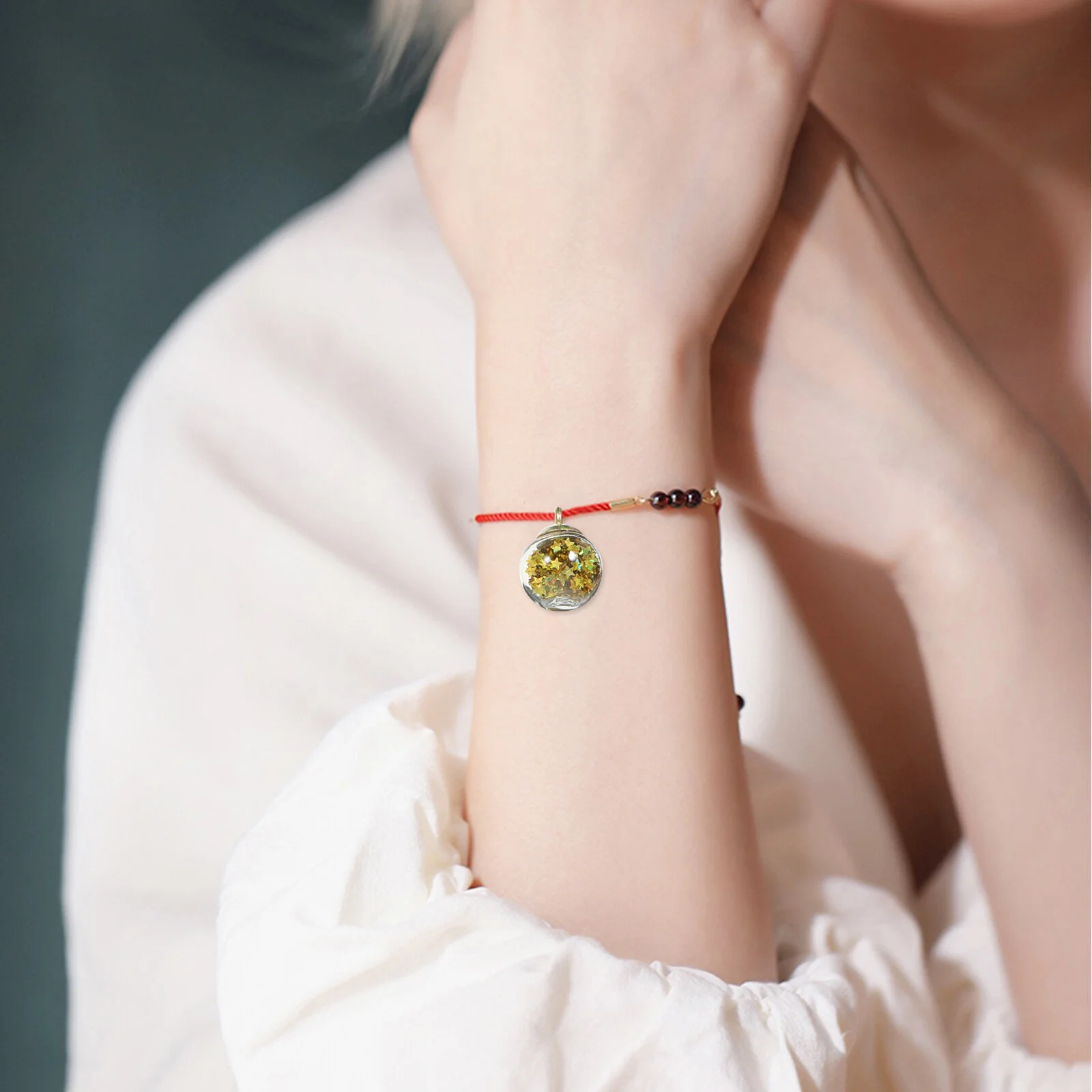 50 Pcs Ball Stained Glass Decor Pendants DIY Handmade Adorable Accessories Hanging Necklace Ornaments Decors Crafts