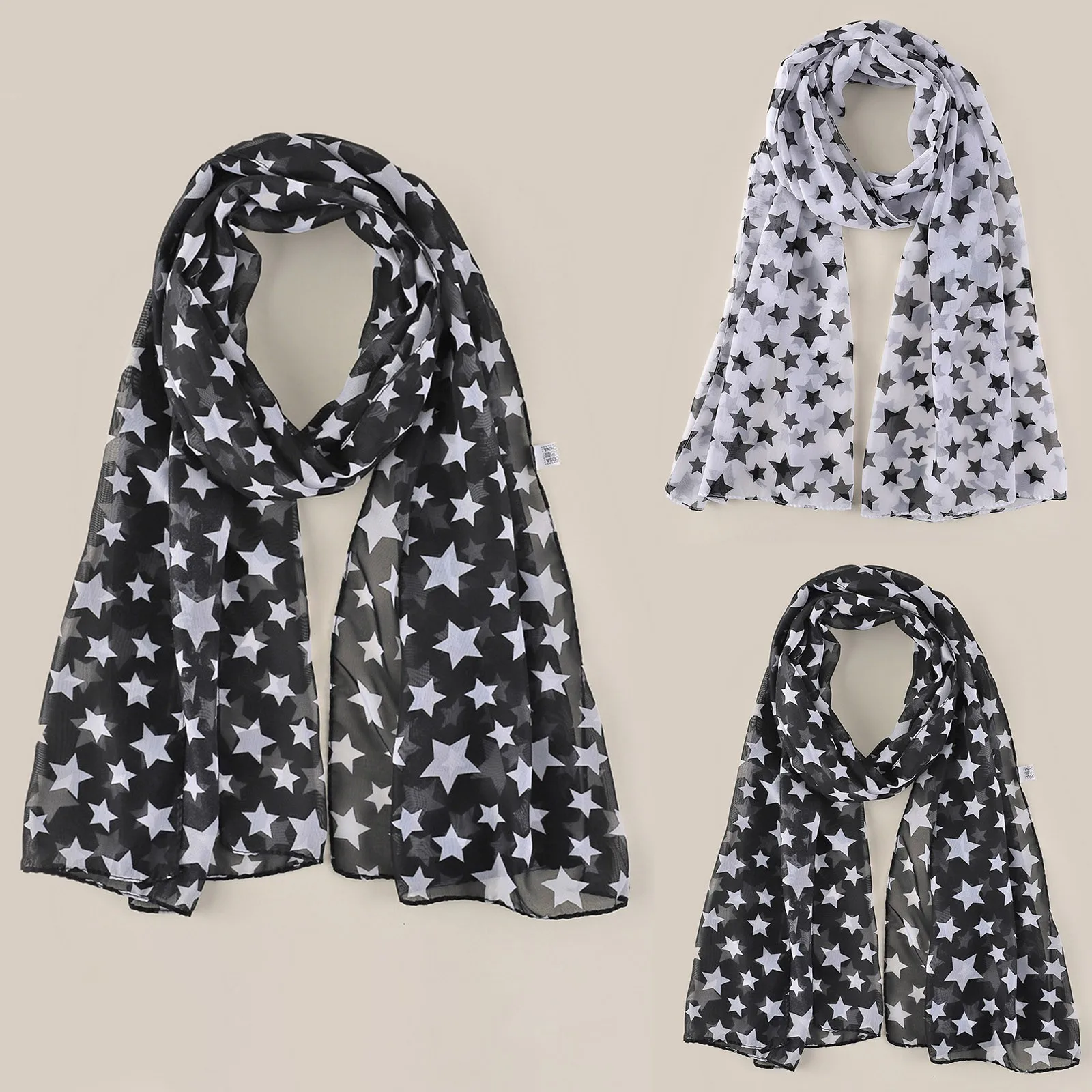 

Ladies Star Print Mesh Sheer Scarf Shawl Oversize Breathable Fashion Malaysia Beach Scarf Muslim Women Veil Wrap Scarf Shawl