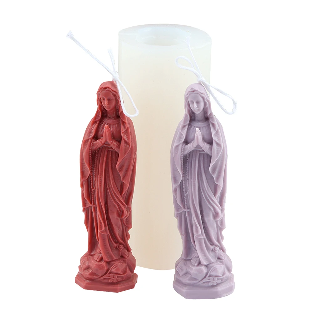

Virgin Mary Candle Making Mold Festival Ornament Handmade Mould Silicone Soap Mold Polymer Clay Plaster Epoxy Resin Mould
