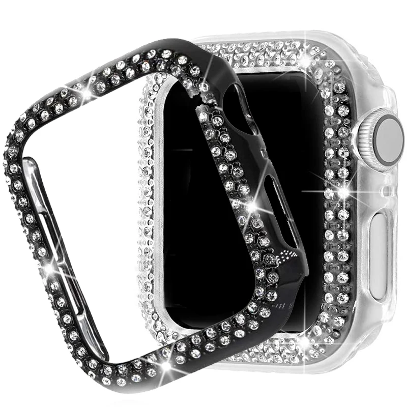Women Diamond Cover Protector for Apple Watch Case 8 7 6 SE 5 3 40mm 44mm Slim Lady Sport Case IWatch Series 41mm 45mm 38mm 42mm
