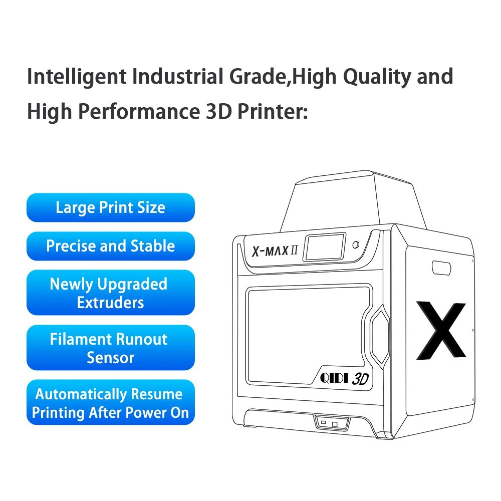 Интеллектуальный промышленный 3D-принтер QIDI TECH X-max2 двойная ось Z двухсторонняя