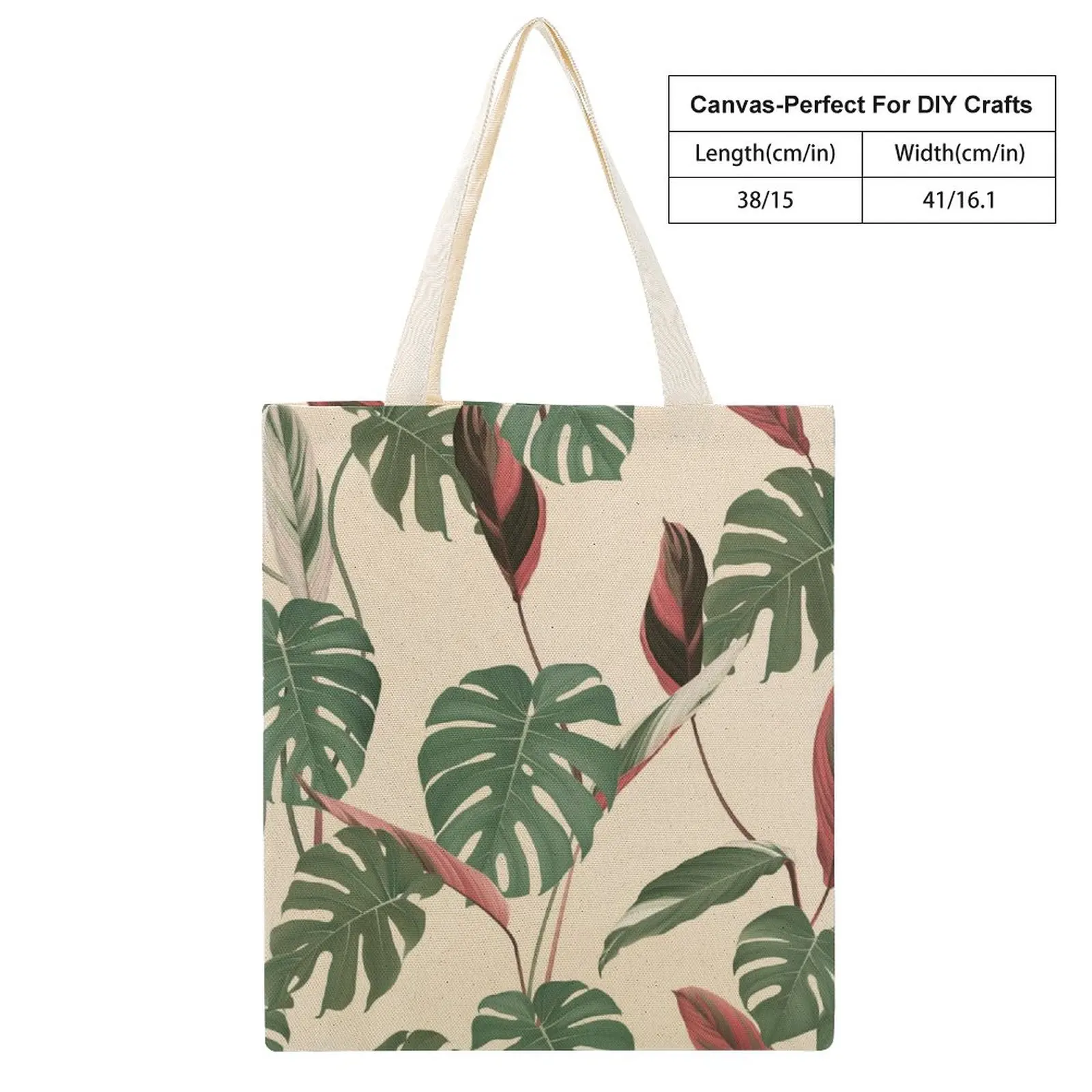 Canvas Handbags for Women Green Leaf Print Shoulder Bag Female Large Casual Top-handle Bag Fashion Big Size Handbag Tote