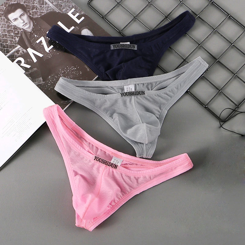 CLEVER-MENMODE 3x Men G String Underwear Sexy Underpants Thong Tanga Panties Bikini Bulge Penis Pouch See Through Undies T-back