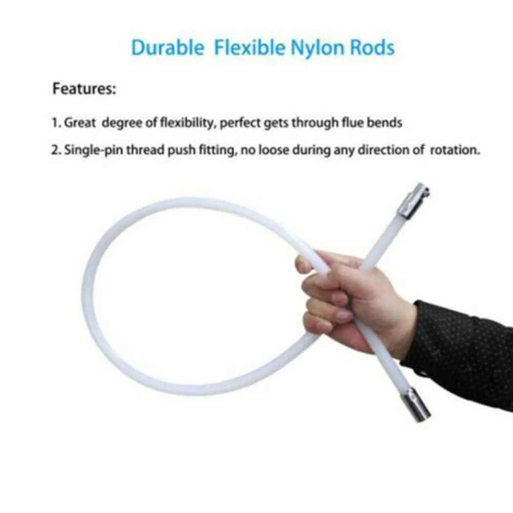 

Fireplace Brush head Flue Cleaning System + 2 Rods Accessories Chimney Sweeping Cleaner Brush Flexible Tool Kit