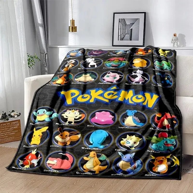 

Pokemon Cartoon Anime Flannel Blanket Pikachu Figures Home Sofa Lunch Break Blankets Children Student Blankets Nap Cover Kids