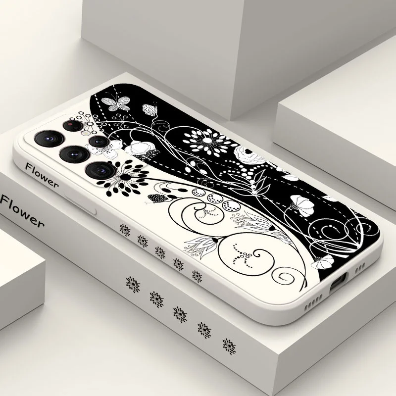 

Black White Art Phone Case For Samsung Galaxy S22 S21 S20 Ultra Plus FE S10 S9 S10E Note 20 ultra 10 9 Plus Cover