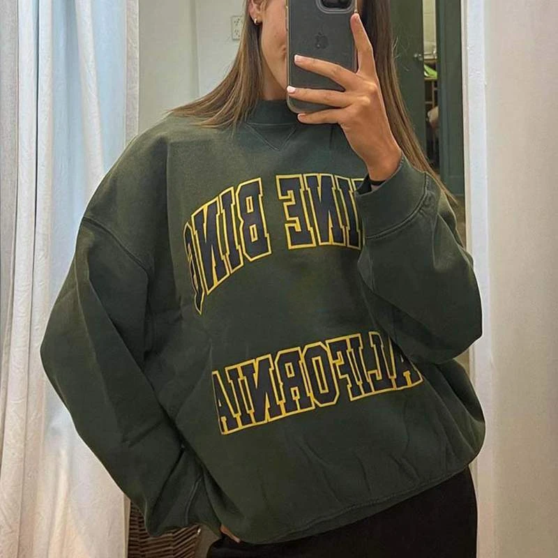 

Новинка 2023, утепленная женская хлопковая толстовка с круглым вырезом и надписью на раннюю осень