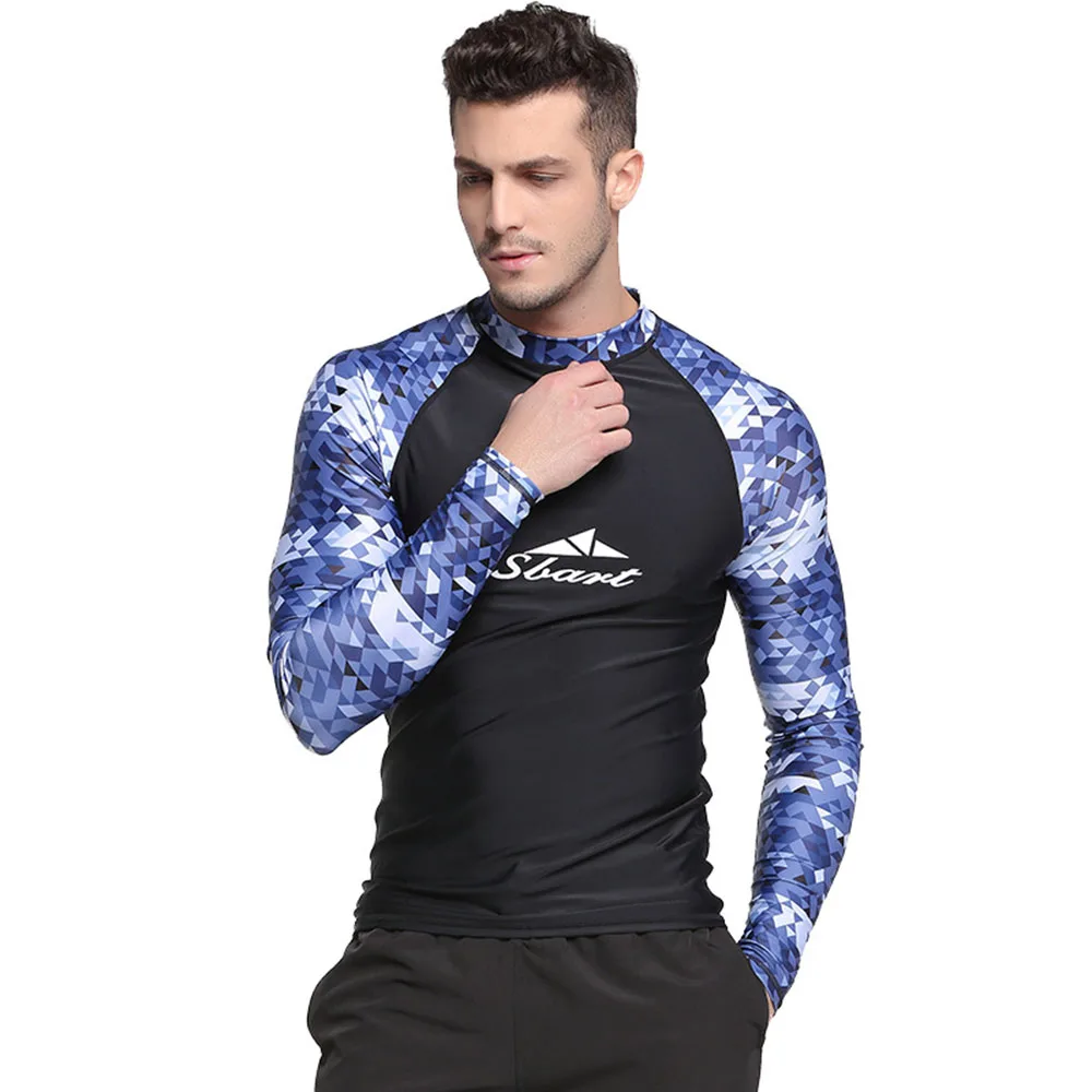 SBART Men's Fashion Split Long Sleeve T-Shirt Quick Dry Beach Swimwear UV Protection Water Sports Diving Surf Suit T-Shirt 2022