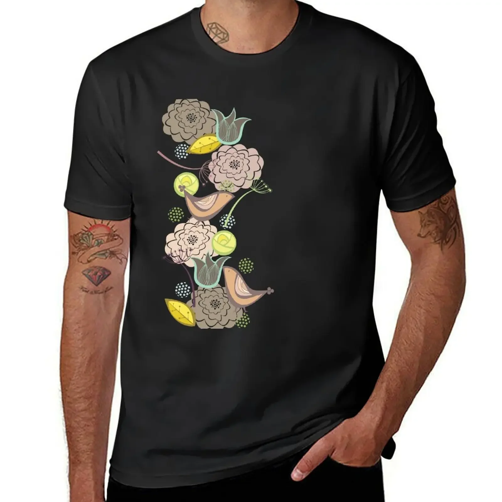 Розовый цветочный Попури сад и птицы? Футболка Fatfatin винтажная футболка с