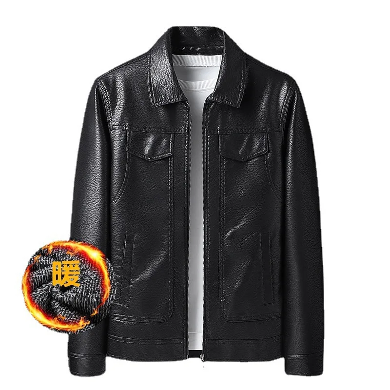 Осень 2023 новинка мужская кожаная куртка с лацканами Молодежная Красивая