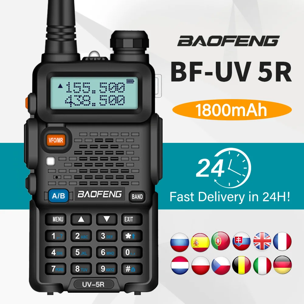 Walkie Talkie Baofeng UV 5R Radio Station Two-way Ham Baofeng Radio Powerful Dual VHF/UHF Walkie Talkies for Hunting 10KM