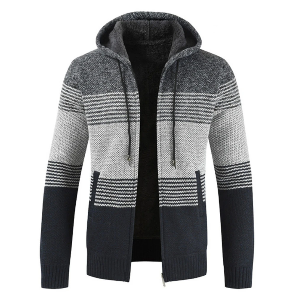 

New Autumn Winter Jacket Men Warm Cashmere Casual Wool Zipper Slim Fit Fleece Jacket Men Coat Dress Knitwear Male