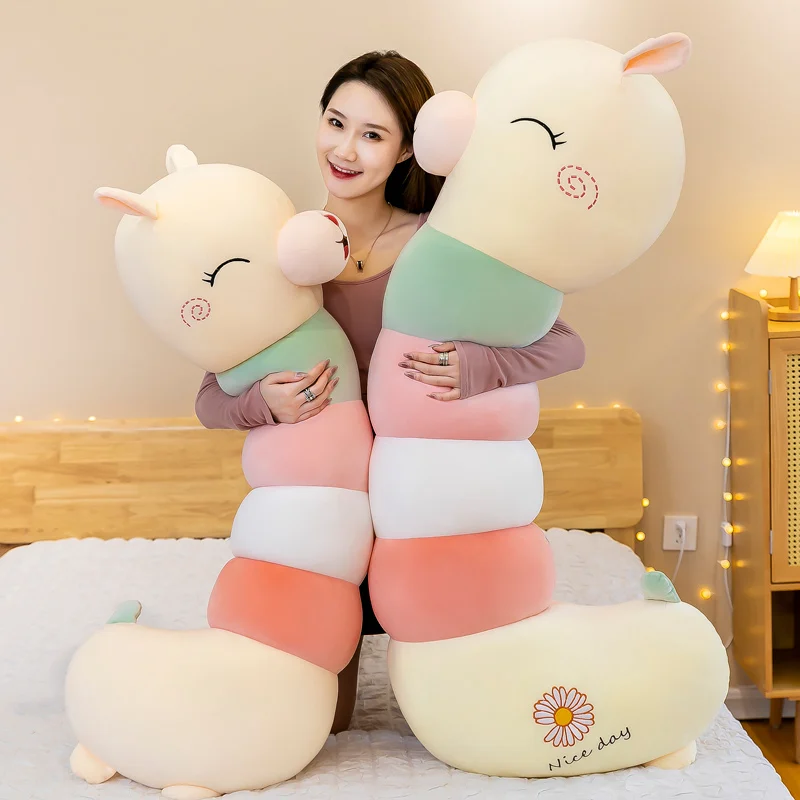 

60-120cm Caterpillar Alpaca Plush Dolls Cute Animal Soft Cotton Stuffed Doll Home Soft Toys Sleeping Mate Stuffed Plush Toys