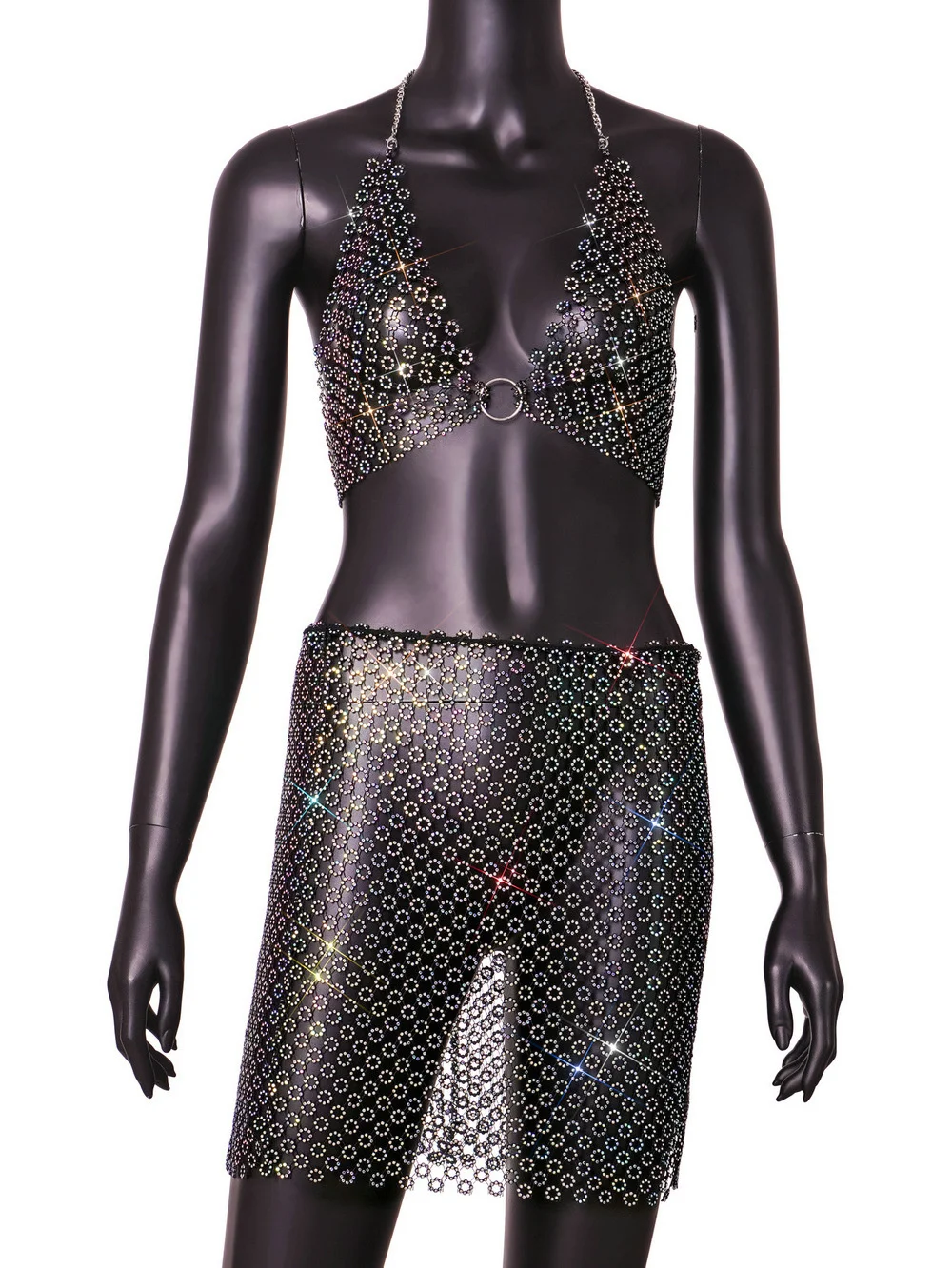 AKYZO Женские сексуальные комплекты из 2 предметов прозрачная сетчатая юбка с