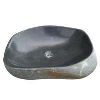 irregular shape black river stone sink