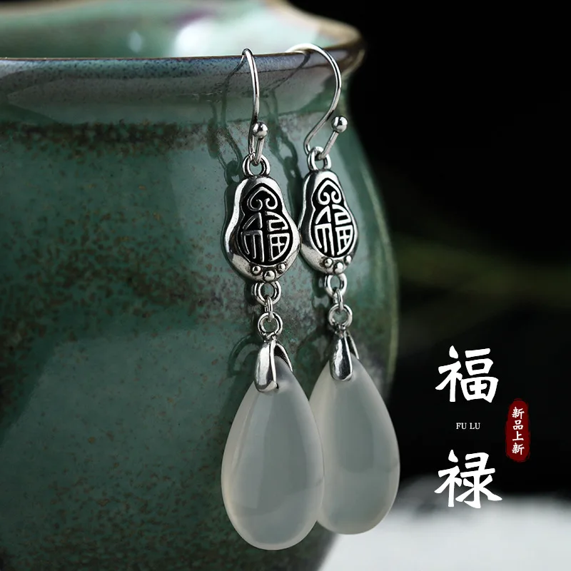 

Earrings Women's Chinese Style Five layer Electroplated Inlaid 2022 New Cloisonne Jewelry S925 Silver Needle Court Earrings Girl